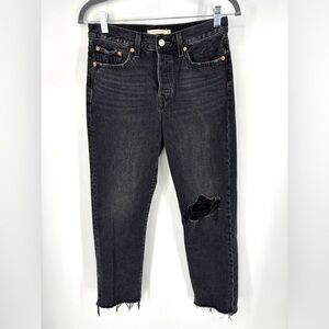 Levi's Wedgie Straight Ankle Jeans Size‎ 28 Black Raw Hem